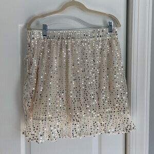 LC Lauren Conrad Cream Gold Sequin Mini Skirt